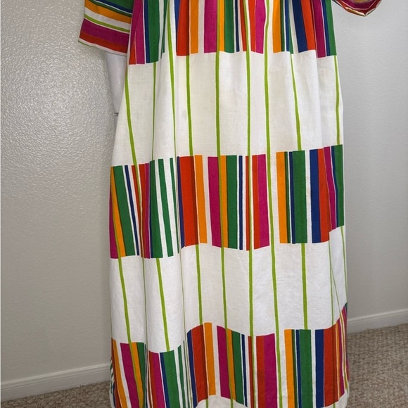 1970s Marimekko Liidokki Rainbow Striped Kaftan Dress Vintage Size small - Picture 11 of 17